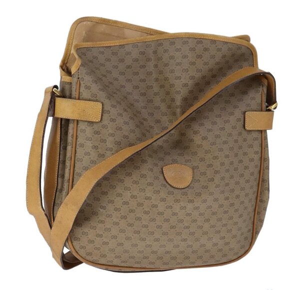 GUCCI Micro GG Supreme Shoulder Bag PVC Beige Gold Auth - Picture 1 of 16